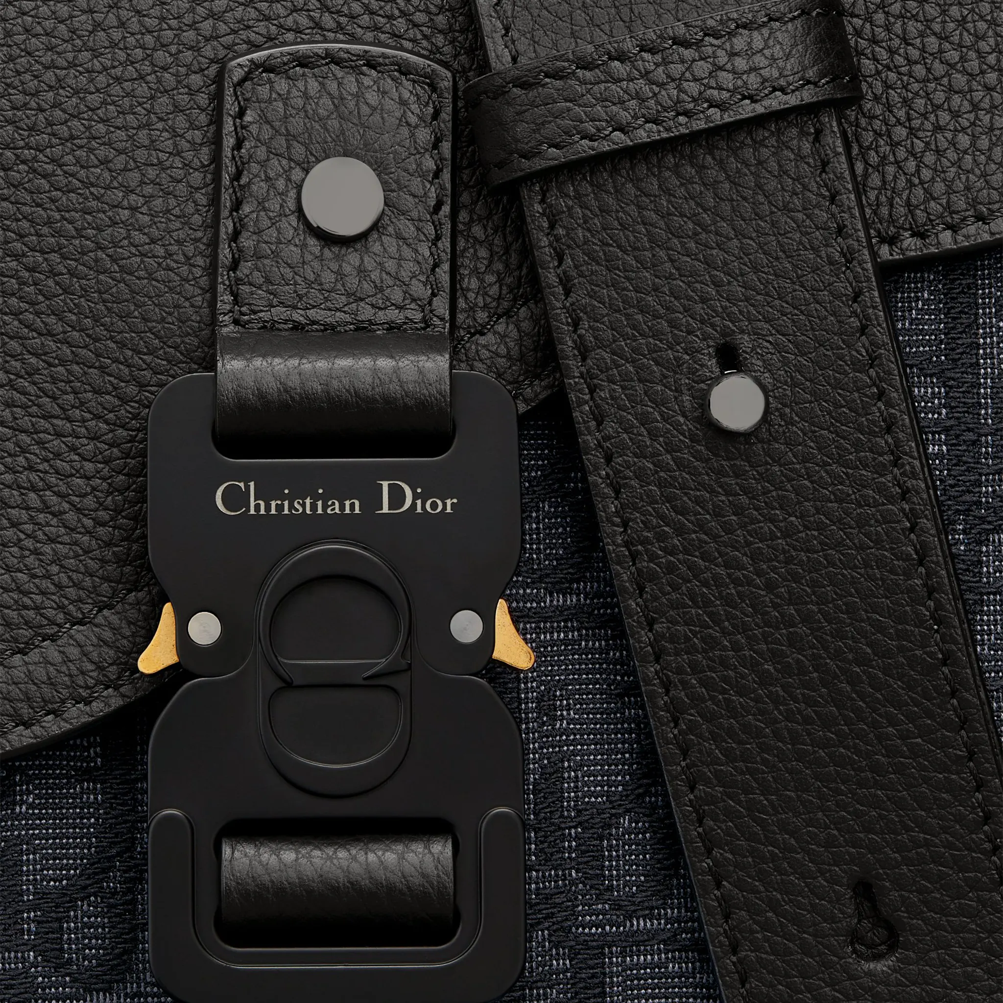 Flap View of Dior Small Saddle Messenger Bag Black With Flap 1ADPO049YKS_H00N